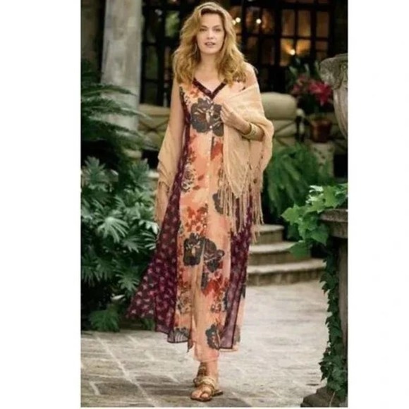 Soft Surroundings Dresses & Skirts - Soft Surroundings Floral Printed Button Down Maxi Dress PXL